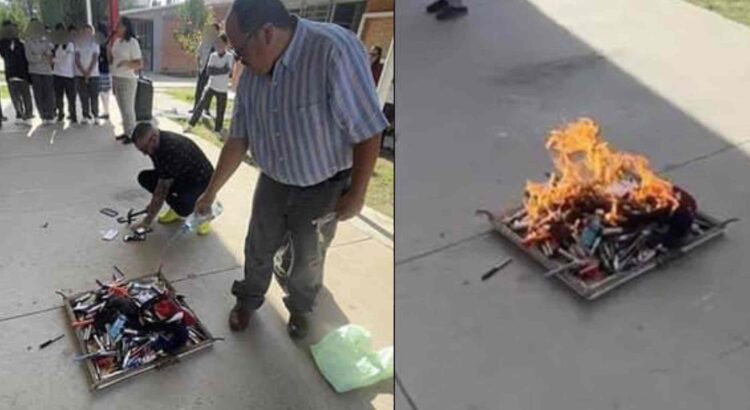 Causa polémica la destrucción de celulares en secundaria en Durango