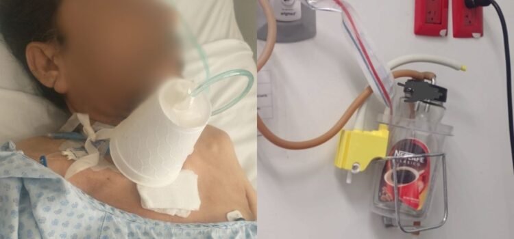 Atienden a pacientes con vasos de unicel y frascos de café