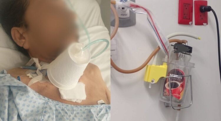 Atienden a pacientes con vasos de unicel y frascos de café